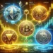 DALL·E 2025-01-01 23.14.38 - A dynamic representation of five Real World Asset (RWA) altcoins in January 2025. The image features a vibrant cryptocurrency theme with glowing coin
