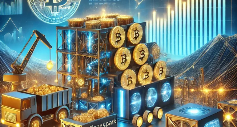 DALL·E 2025-03-06 07.44.33 - A futuristic Bitcoin mining facility illustrating CleanSpark’s Bitcoin expansion and industry challenges. The image features a large-scale mining oper DALL·E 2025-03-06 07.44.33 - A futuristic Bitcoin mining facility illustrating CleanSpark’s Bitcoin expansion and industry challenges. The image features a large-scale mining oper